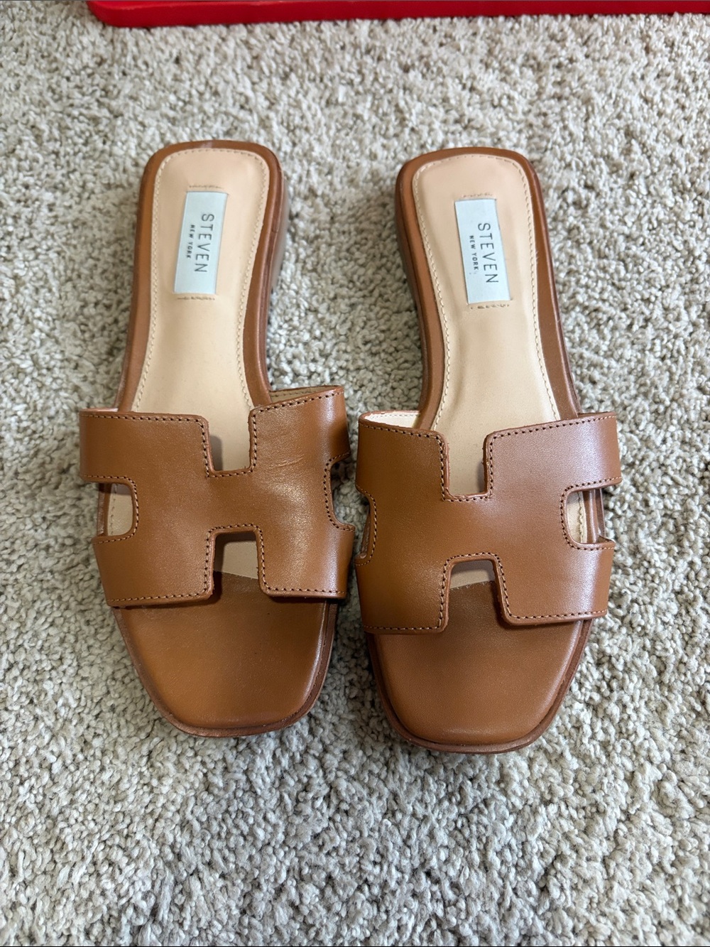 Steven By Steve Madden Cognac Leather Slide Mules